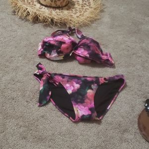 36B bustier halter top M metal detail tie bottom